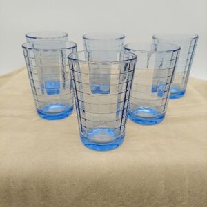 Electric Blue Glass Tumbler Cups Set Of 6